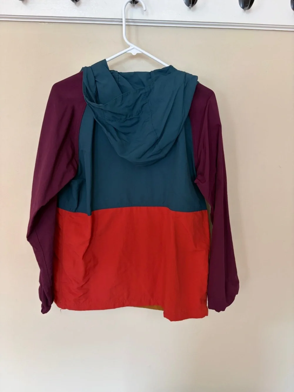 L.L. Bean Colorblock Pullover Windbreaker - Teal, Burgundy, Red, Mustard - Picture 3 of 3